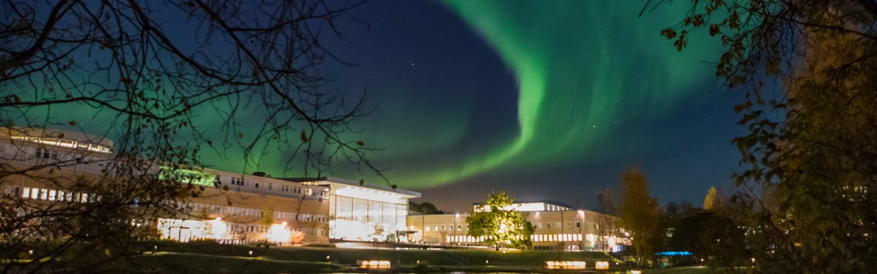 Norrsken över campus den 13 oktober 2016.