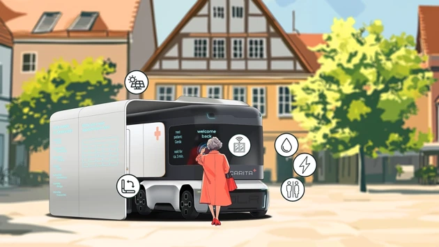 Patient arriving and interacting to register + visualisation of exterior features.