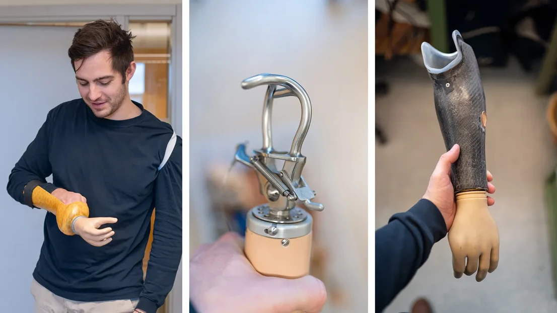 Trying a body-powered prostheses and getting a feeling for existing products.