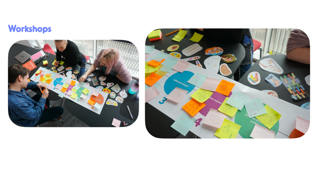 Creative workshops together with classmates exploring how we can interact with food 