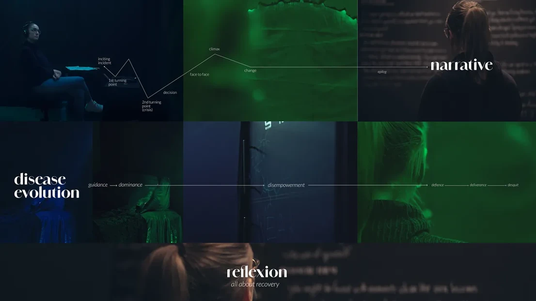 The storytelling viewed from the traditional filmmaking perspective and the evolution of the power dynamics between the voice and the patient.