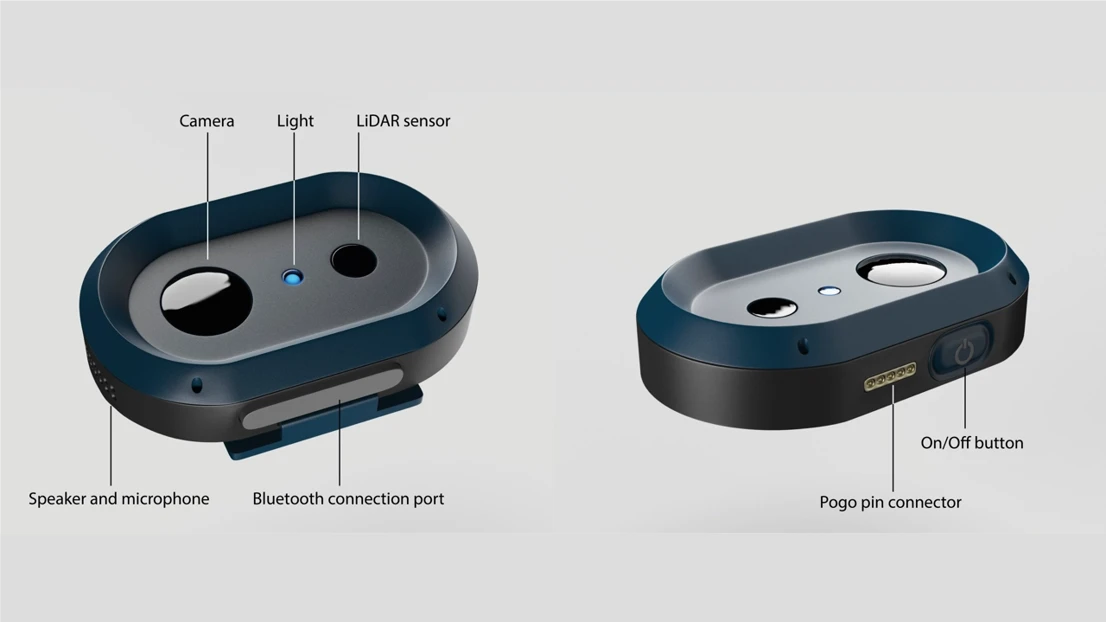 Wearable device worn on clothing.