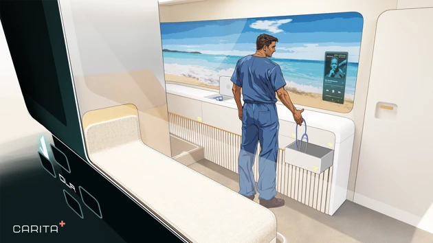 Nurse storing equipment before driving, Carita adapts to Nurse’s preferences.