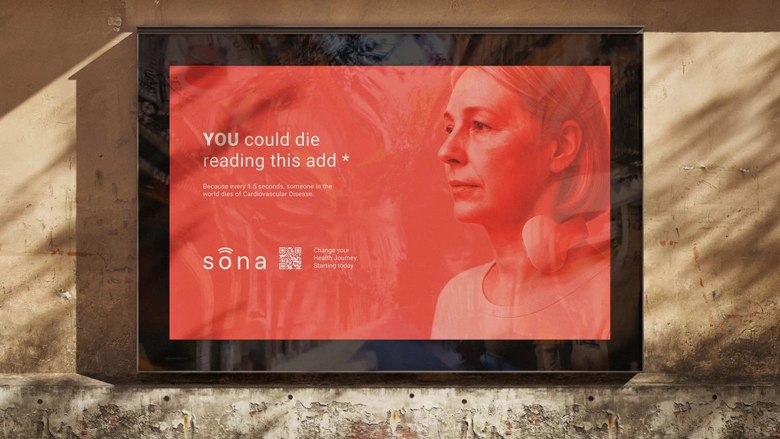 Billboard campaign with bold text: “You might die reading this ad*,” promoting cardiovascular disease awareness and prevention.
