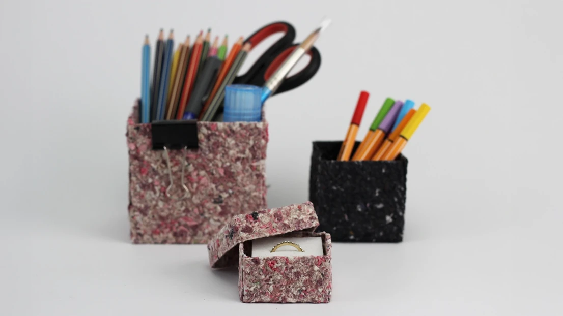 Formed with water: The material can be cut and reshaped using only water.