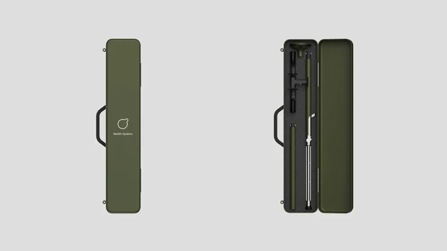 The device can easily be disassembled into individual components and stored in a protective case.