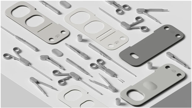 Exchangeable components of the modular system via hospital material libraries.