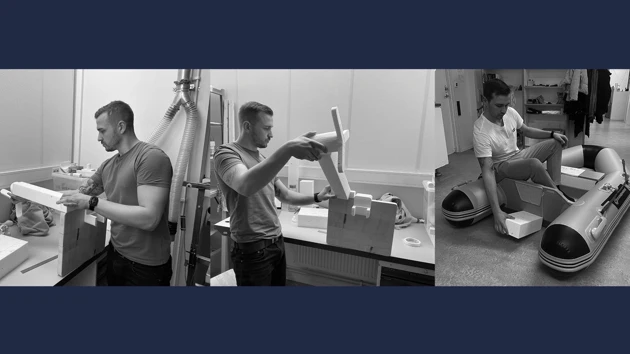 Process: Exploring dimensions and ergonomics with styrofoam mock-ups.