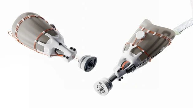 Inner structure and package with tightened silicone socket, electronic switch and cable transmission.