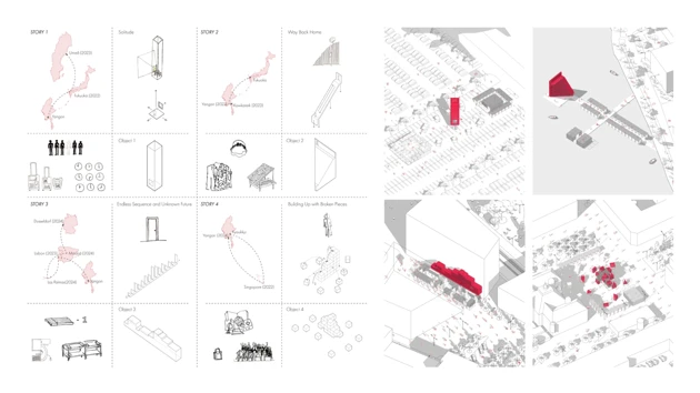 A collage of lot's of drawings from the students project