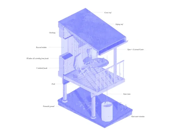 A porch in 3D view
