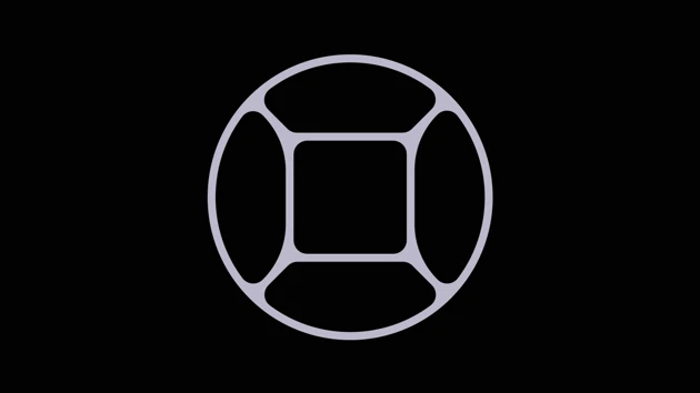 abstract logotype in cirkel on black