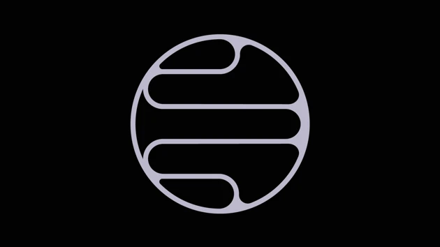 abstract logotype in cirkel on black