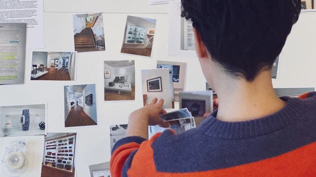 Anja Neidhardt-Mokoena sorting photographs
