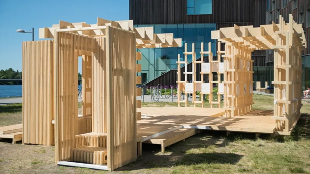 Bild från studentutställning på Arkitekthögskolan