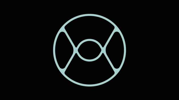 abstract logotype in cirkel on black
