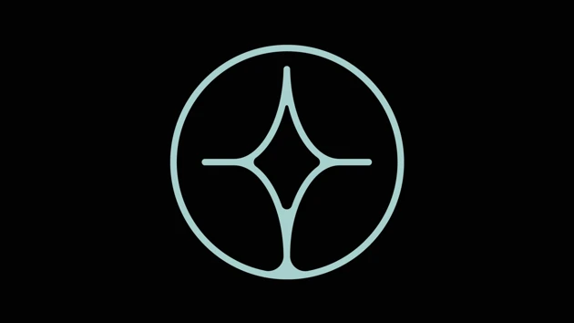abstract logotype in cirkel on black