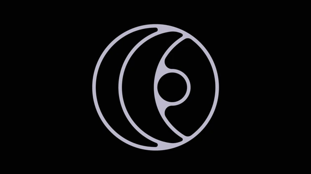 abstract logotype in cirkel on black