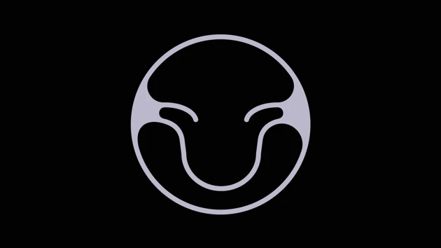 abstract logotype in cirkel on black