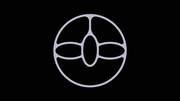 abstract logotype in cirkel on black