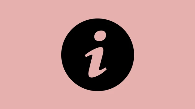 Round sign with an i for information.