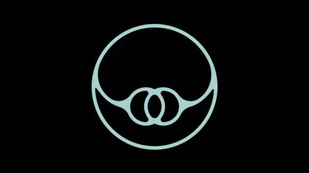 abstract logotype in cirkel on black