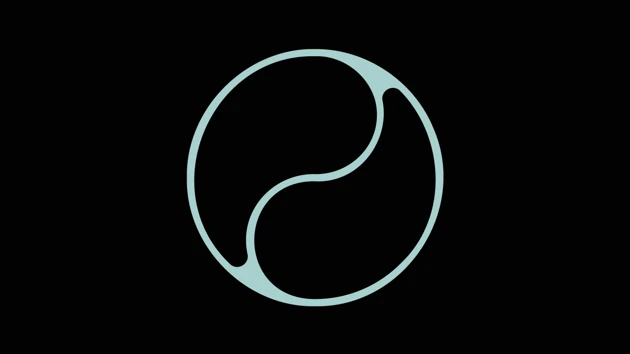 abstract logotype in cirkel on black