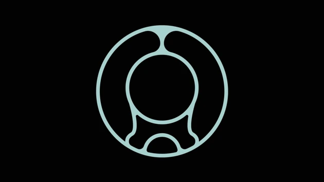 abstract logotype in cirkel on black