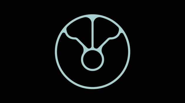 abstract logotype in cirkel on black