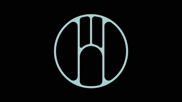 abstract logotype in cirkel on black