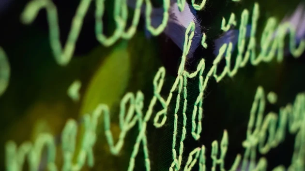 Detalj av bild med grön text