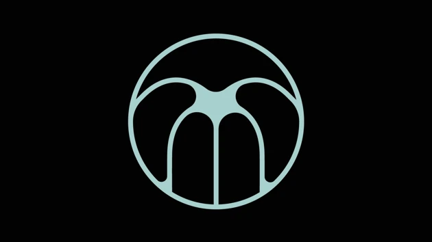 abstract logotype in cirkel on black