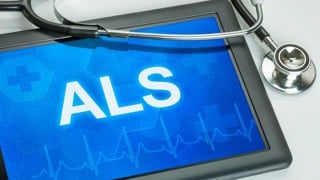 En padda där det står ALS och en ekg-kurva.