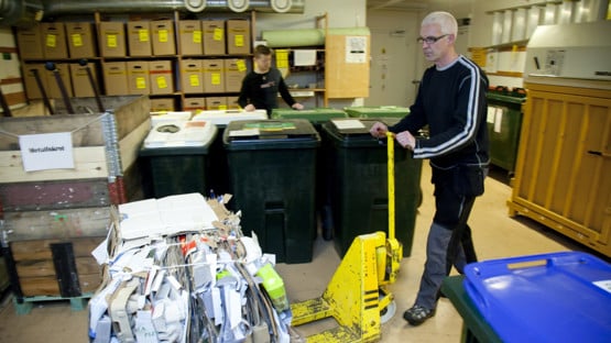Thomas Barrefjord and Martin Edlund at KBC waste recycling room