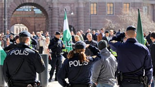Swedish police at the protest rally, Stockholm