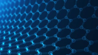 3D-illustration för att illustrera atomstrukturen för materialet grafen.