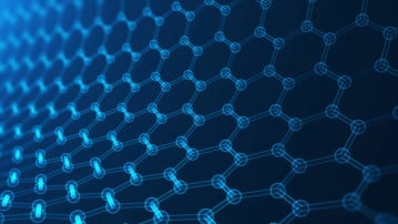 3D-illustration för att illustrera atomstrukturen för materialet grafen.