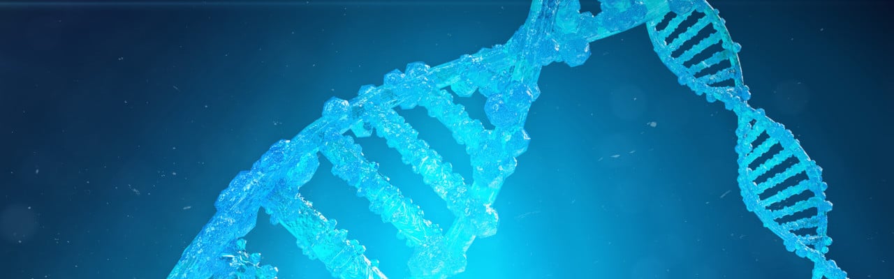 CRISPR-tekniken illustrerad som DNA-spiral med muterade gener som korrigerats med genteknik.