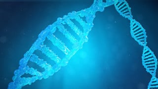 CRISPR-tekniken illustrerad som DNA-spiral med muterade gener som korrigerats med genteknik.