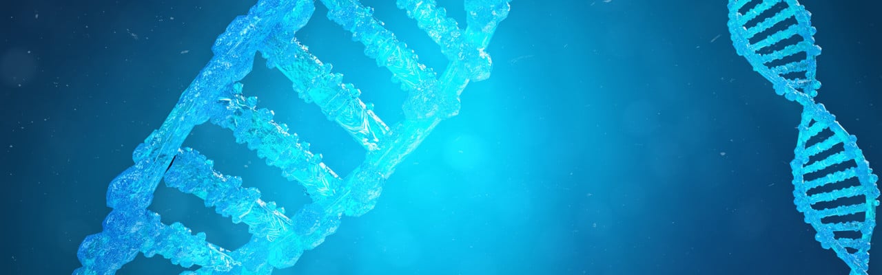 CRISPR-tekniken illustrerad som DNA-spiral med muterade gener som korrigerats med genteknik.