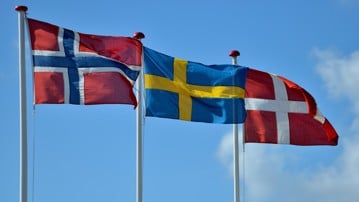 Norska, svenska och danska flaggan