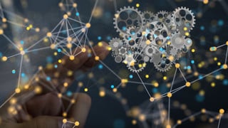 gear system data. Connecting lines and dots. Big data visualization