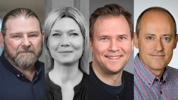 COllage bestående av porträttbilder av forskarna Malcolm Lillie, Janina Priebe, Hans Pettersson och Miguel San Sebastian.