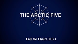 Mörkblå illustration för utlysningen av professorer vid the Arctic Five 2021. Har en mörkt tonande ram och the Arctic Fives logga