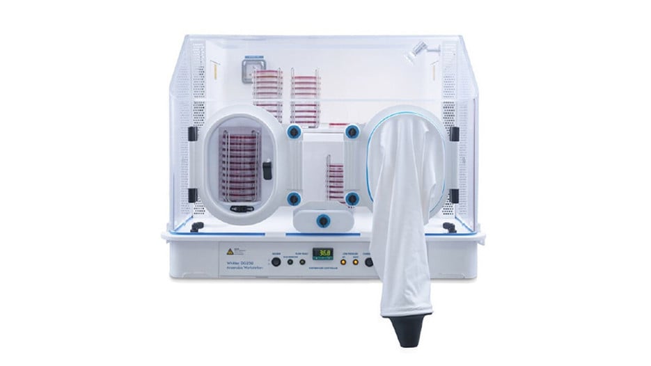 A DG250 Don Whitley anoxic workstation for examining anaerobic samples without exposure to atmospheric oxygen