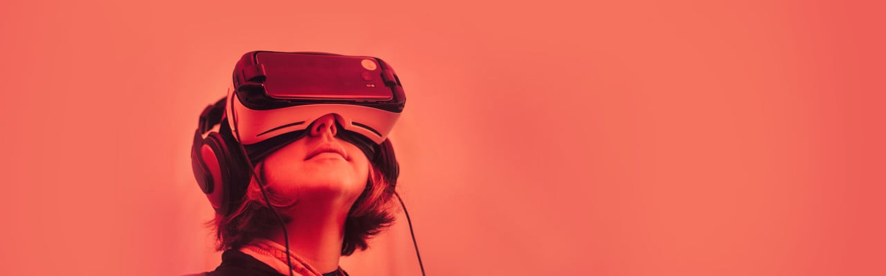 Girl wearing VR goggle