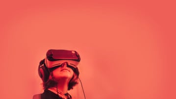 Girl wearing VR goggle