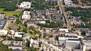 Flygbild över campus UmU NUS 2013