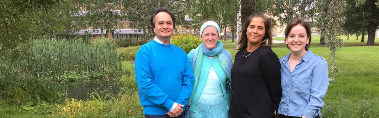 Foto på Javier Avila-Cariño, Teresa Frisan, Anna Bergonzini och Maria Lopez Chiloeches. Gruppmedlemmar av Teresa Frisans forskningsgrupp.