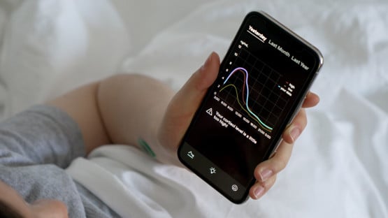 The Swyre app displaying stress levels in real time